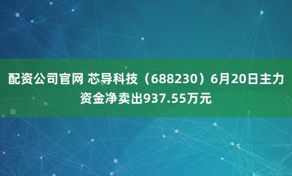 配资公司官网 芯导科技（688230）6月20日主力资金净卖出937.55万元
