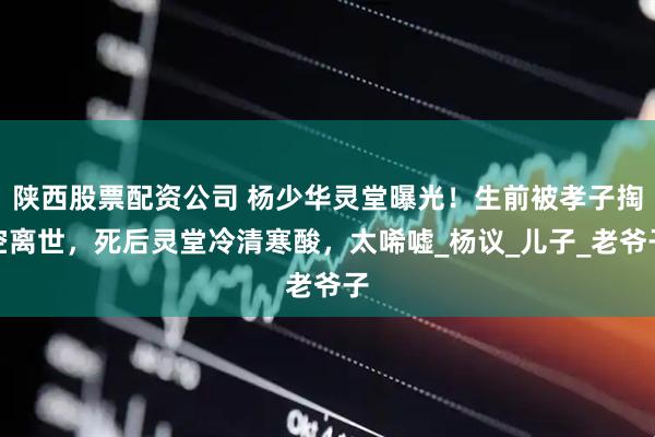 陕西股票配资公司 杨少华灵堂曝光！生前被孝子掏空离世，死后灵堂冷清寒酸，太唏嘘_杨议_儿子_老爷子